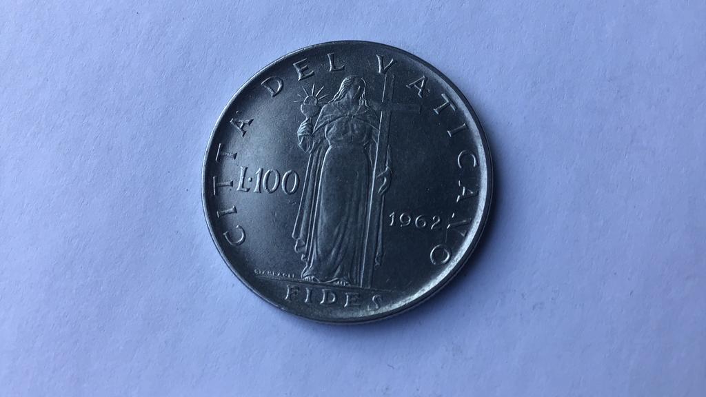 Vaticaan 100 lire 1962., Ophalen of Verzenden, Overige landen