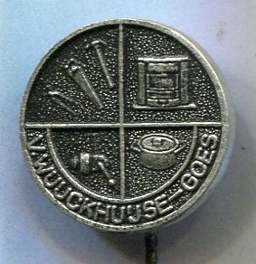 v. Wuijckhuijse Goes kachels zilverkl speldje ( L_004), Verzamelen, Ophalen of Verzenden, Zo goed als nieuw, Merk, Speldje of Pin