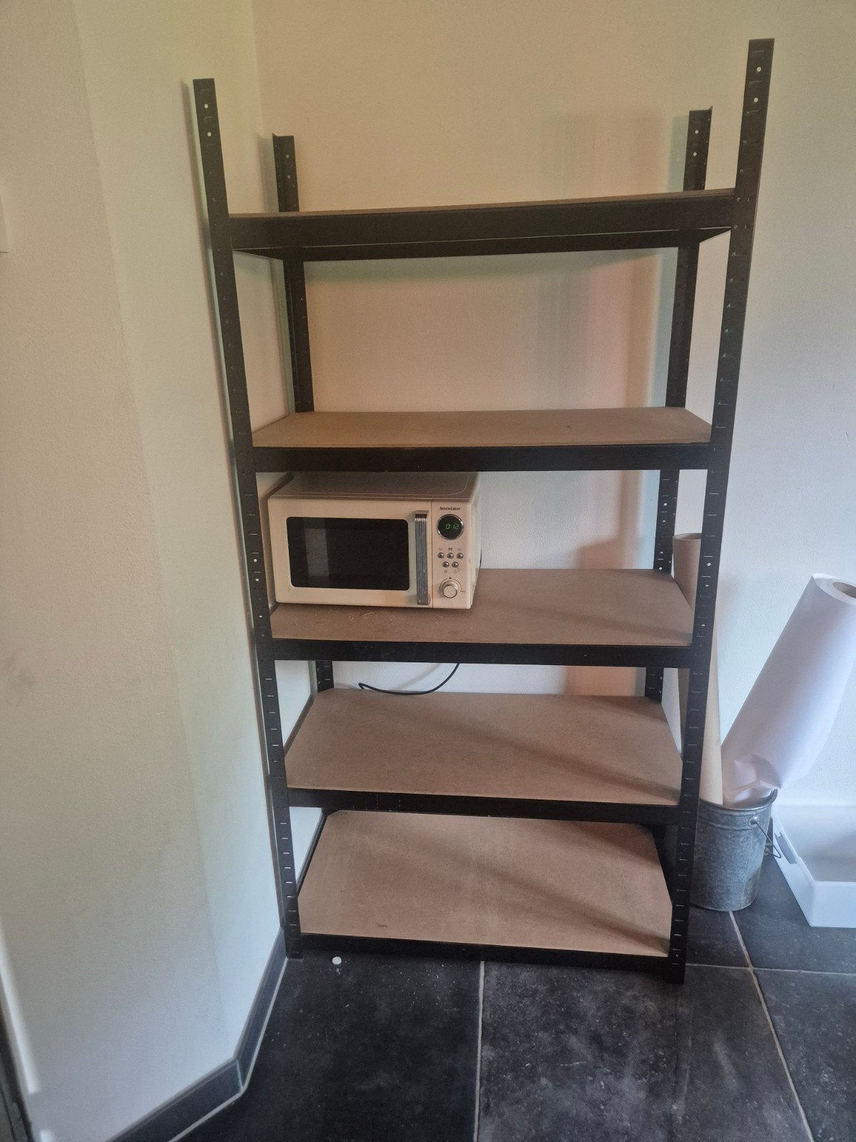 Stevig metalen stellingskast met 5 planken, Ophalen, Gebruikt