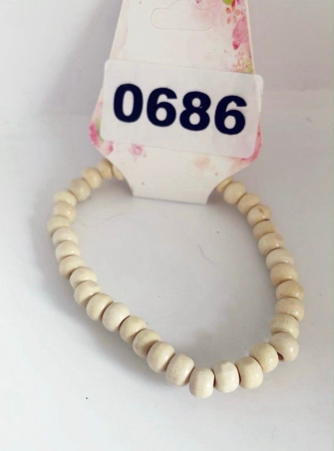 Nieuw houten kralen armband, Verzenden, Beige, Nieuw, Met bedels of kralen