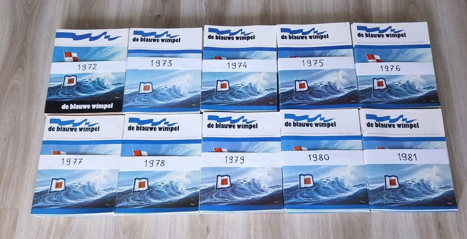 10 Complete jaargangen van de Blauwe Wimpel., Verzamelen, Scheepvaart, Ophalen, Boek of Tijdschrift