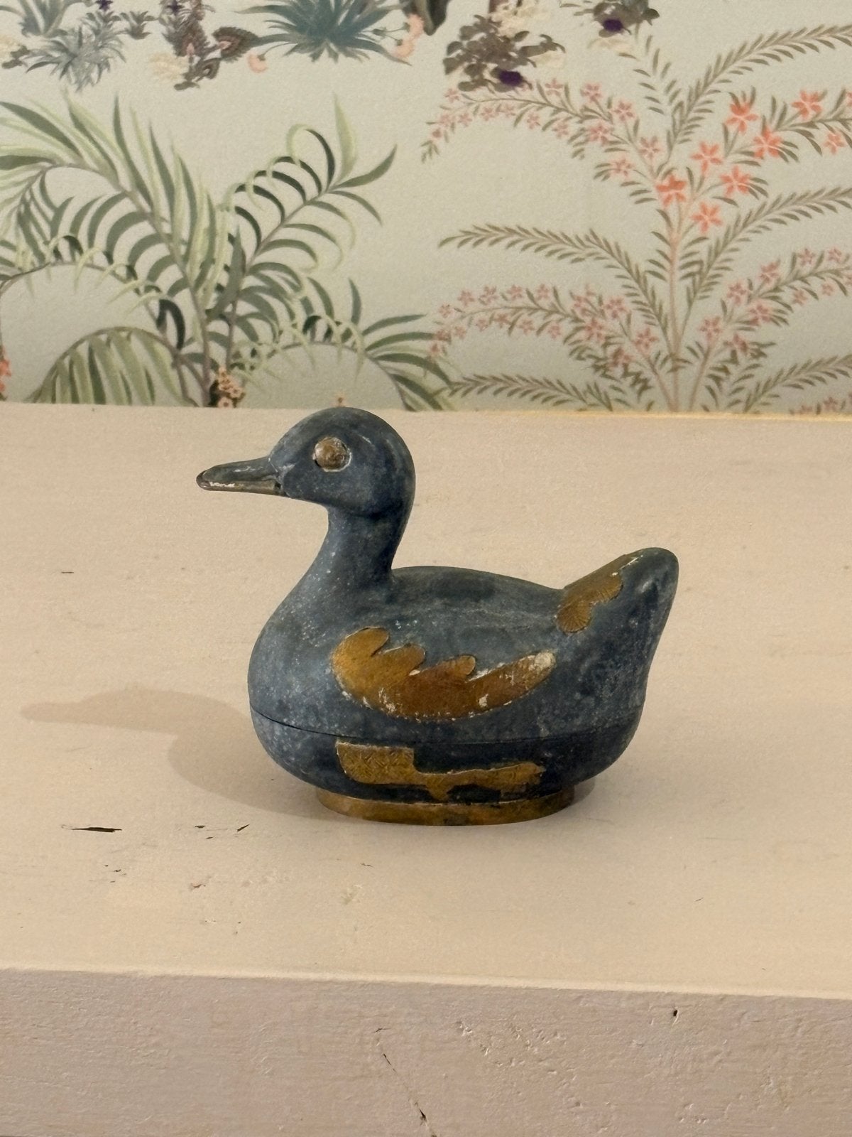Vintage Tinnen & Messing Eenden Snuisterijdoosje (10 cm), Ophalen of Verzenden