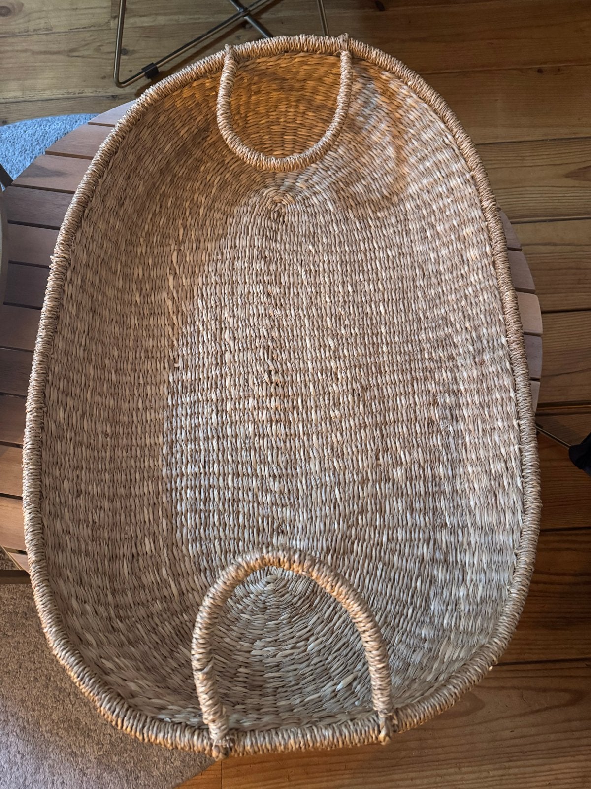 Grote rieten mand met handvatten 68x35, Huis en Inrichting, Ophalen, Gebruikt, Gevlochten, Mand