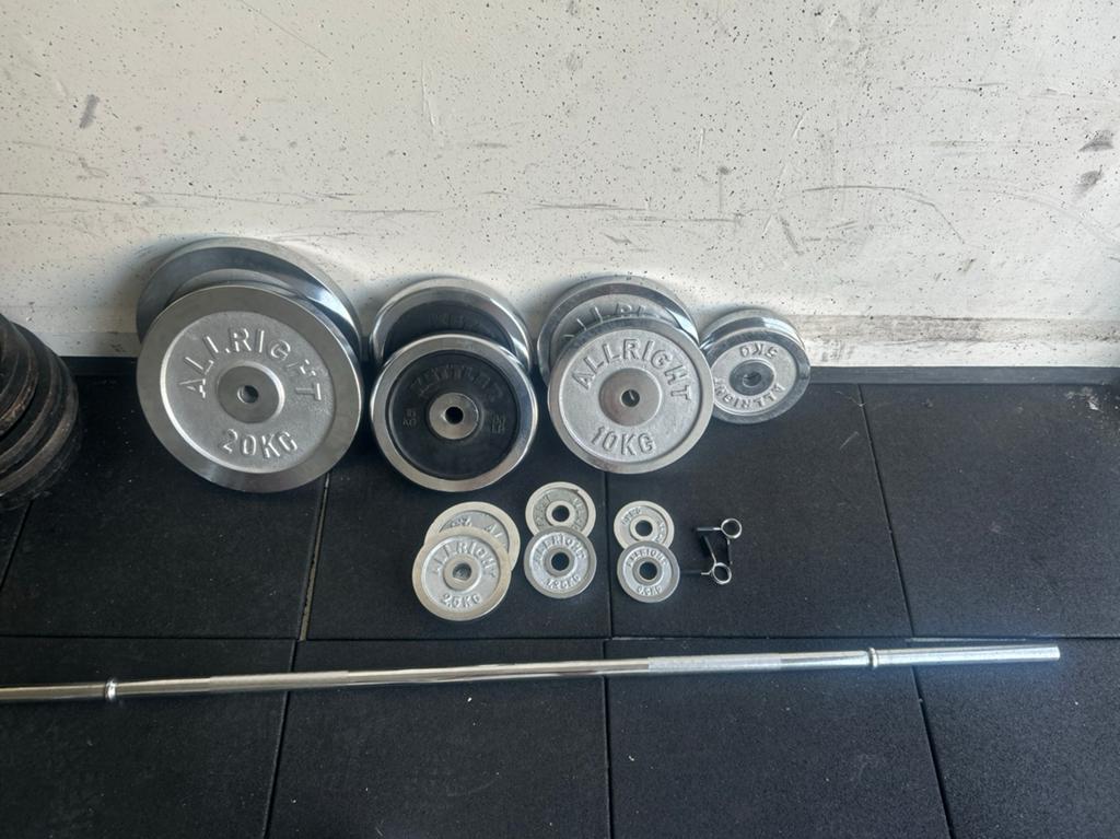 Chrome 118kg Halterset (30mm), Sport en Fitness, Fitnessmaterialen, Ophalen, ., Zo goed als nieuw, .