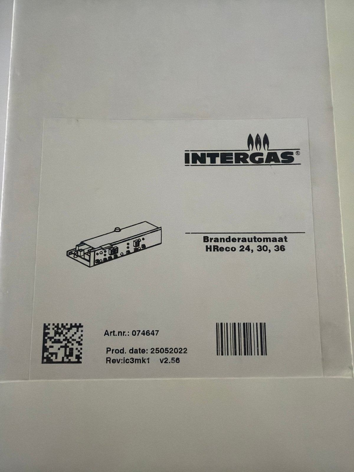 Intergas HReco 24, 30, 36 Branderautomaat 074647 Nieuw, Ophalen of Verzenden, Nieuw, Overige typen