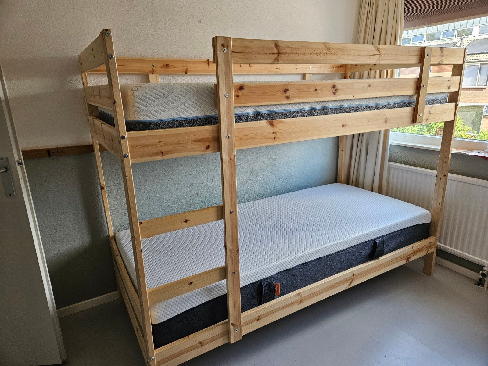 Stevig houten stapelbed Ikea, Huis en Inrichting, Slaapkamer | Stapelbedden en Hoogslapers, Ophalen, Gebruikt, 90 cm, Tweepersoons