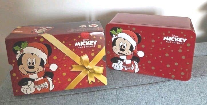 Mooie rode blikken bewaardoos Mickey van Disney, Verzamelen, Disney, Ophalen of Verzenden, Mickey Mouse, Nieuw