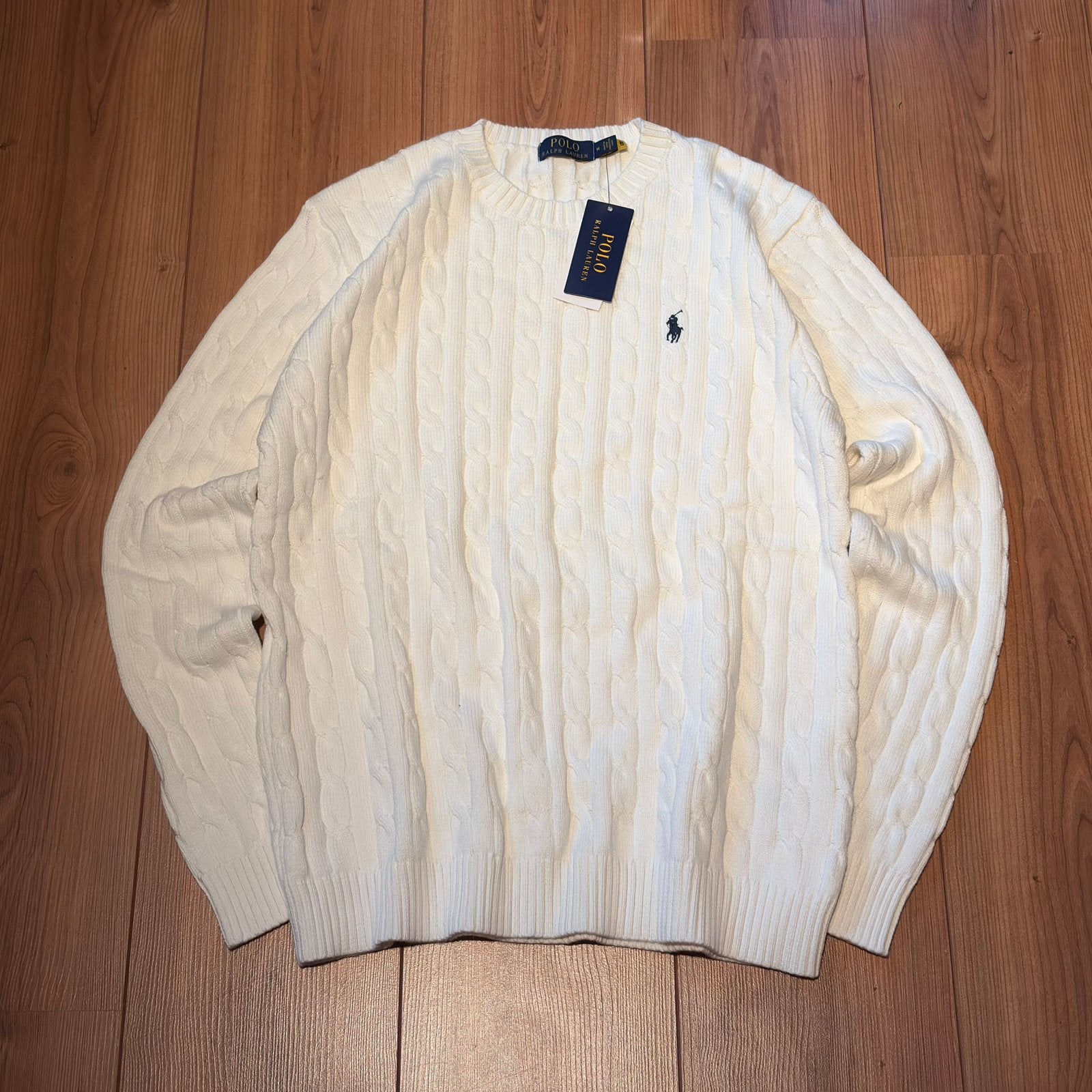 Polo Ralph Lauren White Knit sweater | Maat M, Kleding | Heren, Grote Maten, Ophalen of Verzenden, Zo goed als nieuw, Beige, Trui of Vest