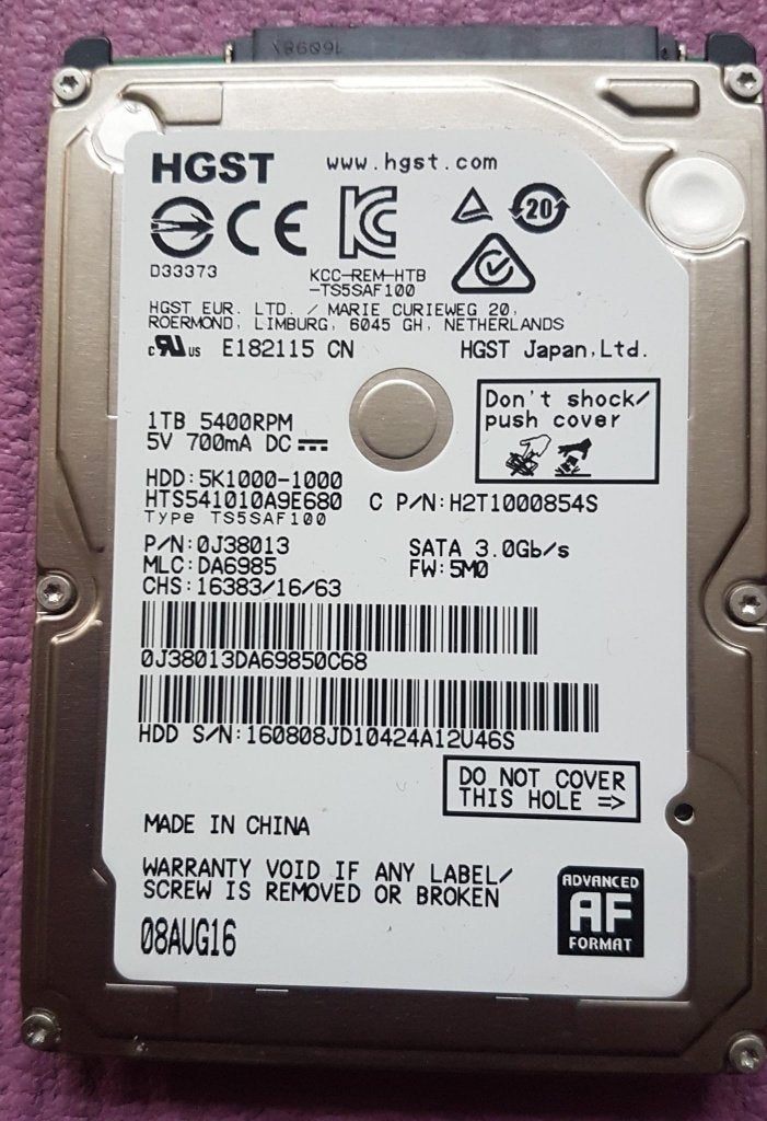 1TB hdd 2.5 inch HGST, Intern, HDD, 1TB(1000GB), Ophalen of Verzenden