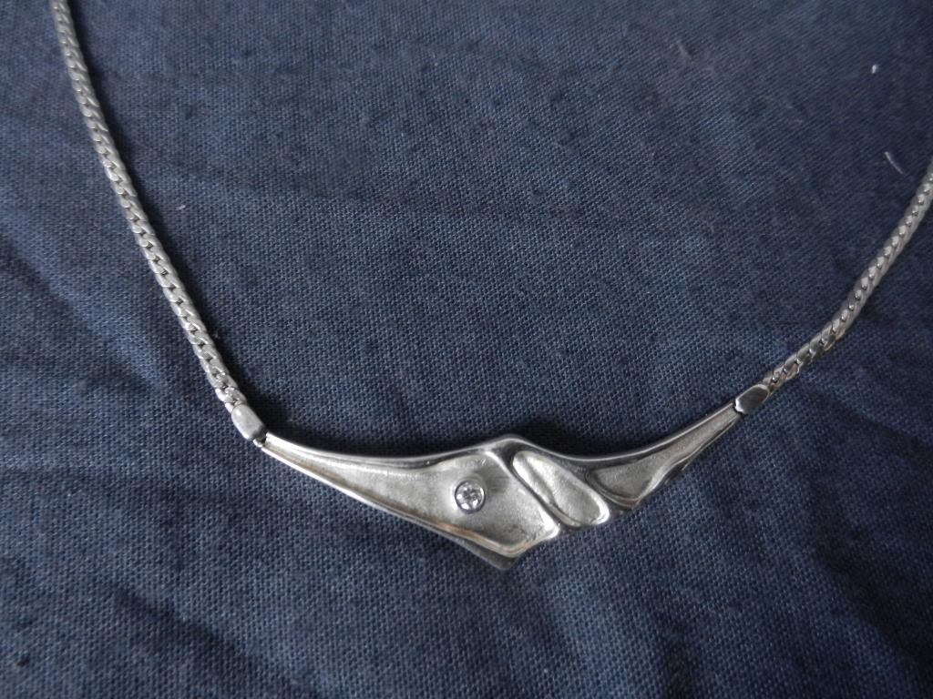 Sterling zilveren choker met applique met zirkoontje TEKA, Ophalen of Verzenden, Zilver