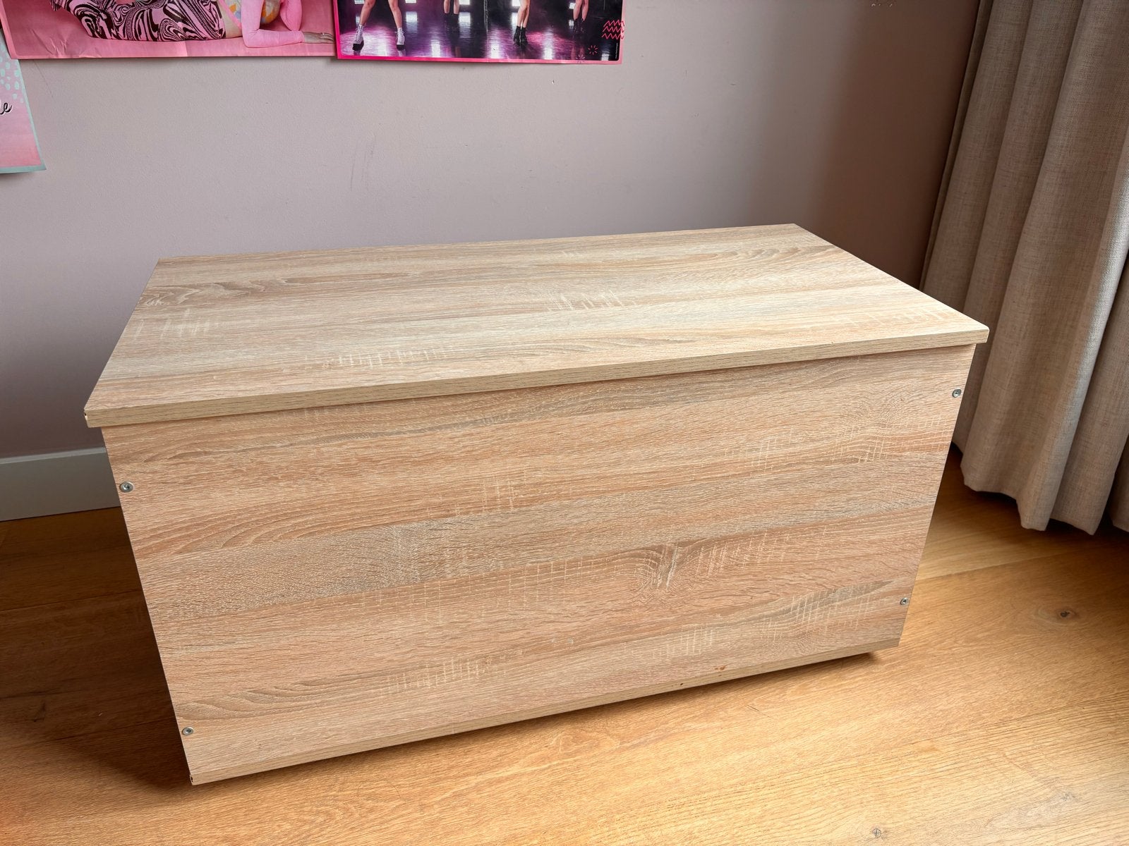 Speelgoedkist met eiken fineer - 85x46,8x42 cm, Ophalen, Minder dan 50 cm, Gebruikt, 50 tot 100 cm