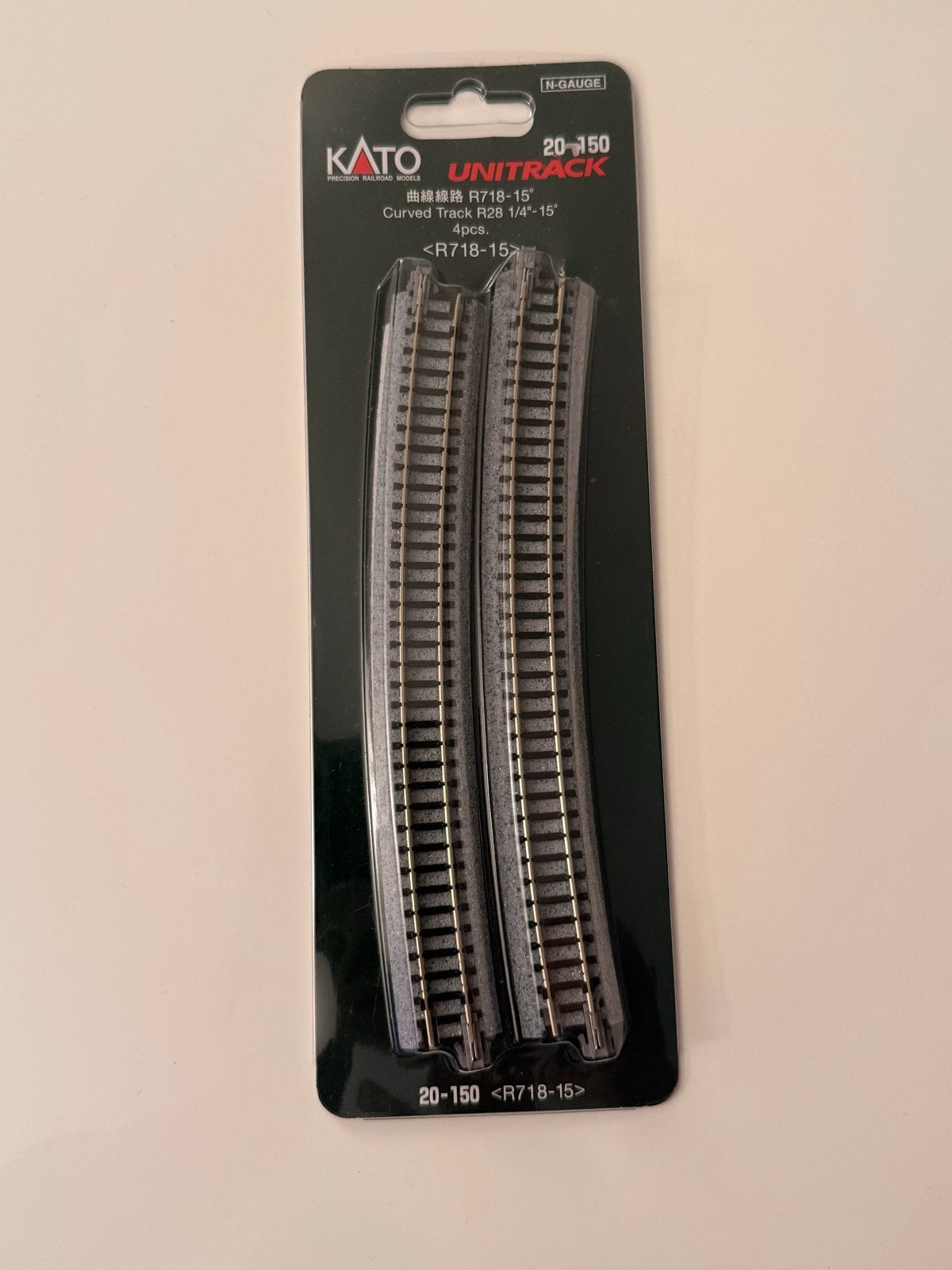 Kato Unitrack N-spoor gebogen rails R718-15 (4 stuks), Hobby en Vrije tijd, Ophalen of Verzenden, Nieuw, Rails