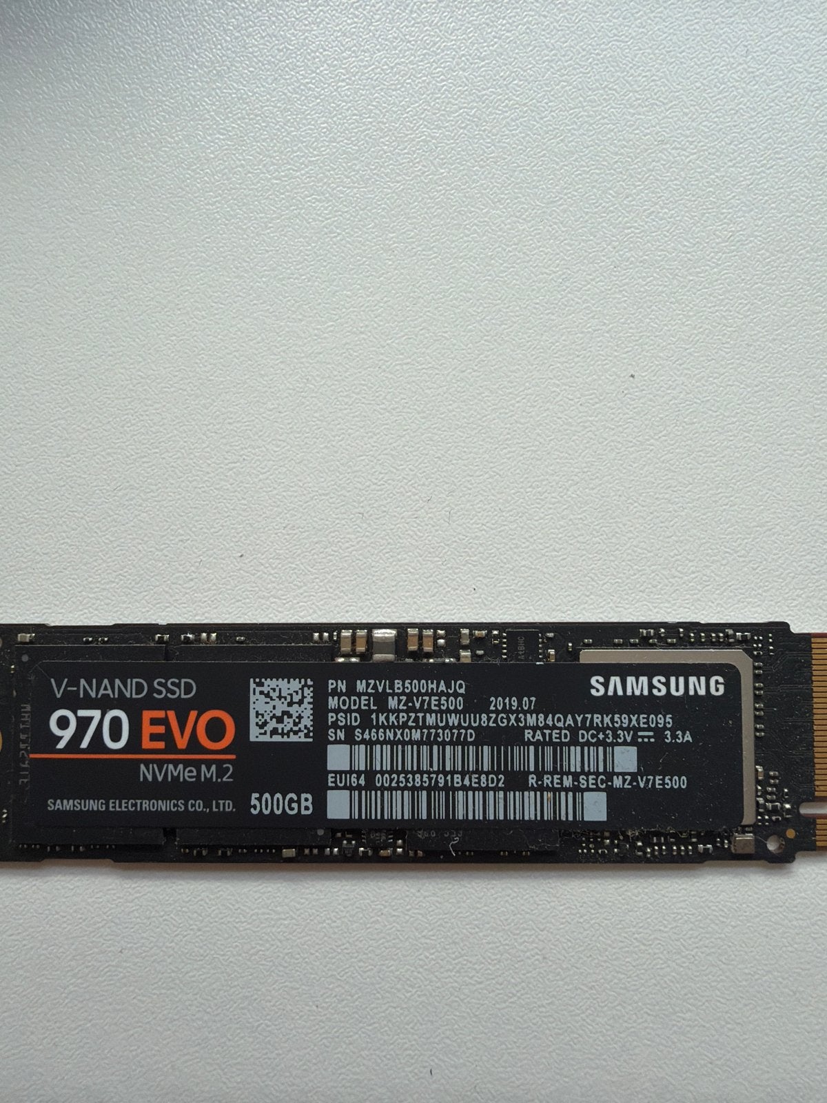 Samsung 970 EVO NVMe M.2 SSD 500GB, Computers en Software, Harde schijven, Intern, Server, Ophalen of Verzenden, Zo goed als nieuw