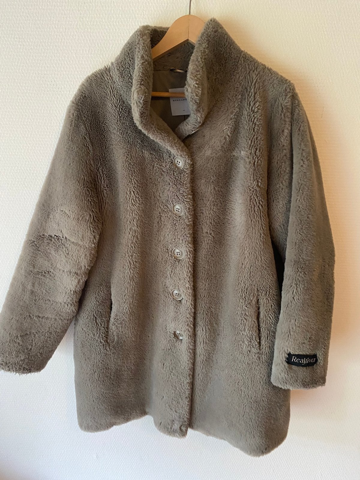Teddy, bontjas Rino & Pelle. Maat 42. Groen/ beige, Ophalen of Verzenden, Gedragen, Maat 42/44 (L), Groen