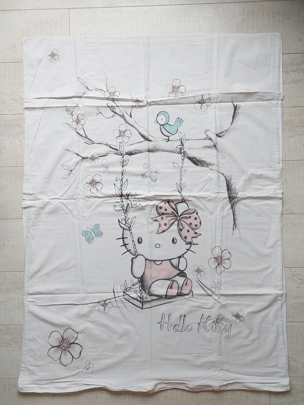 Sanrio Hello Kitty Dekbedovertrek Baby Peuter Kleuter, Wit, Dekbedovertrek, Zo goed als nieuw, Dubbelzijdig