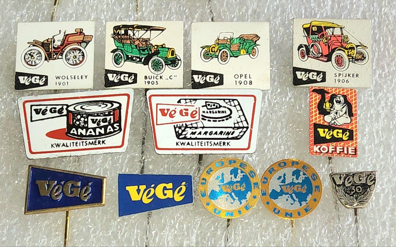 12 Vintage VéGé Speldjes - Kruidenier, Ophalen of Verzenden, Gebruikt, Overige onderwerpen, Speldje of Pin