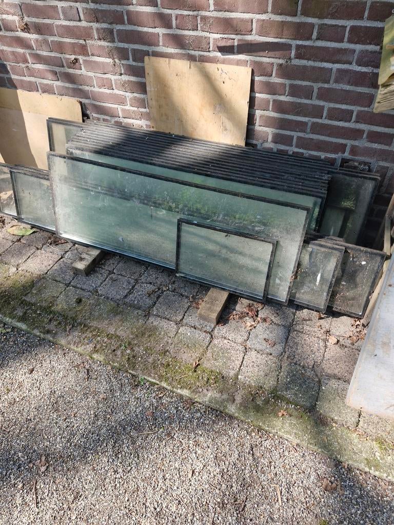 Gebruikt thermopane glas in diverse maten, Ophalen, Gevelraam of Ruit, Gebruikt, Minder dan 80 cm