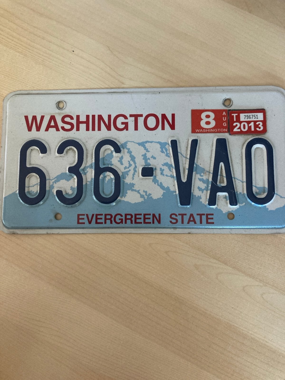 Kentekenplaat Washington USA - 636-VAO, Ophalen of Verzenden, Gebruikt, Amerikaanse onderdelen