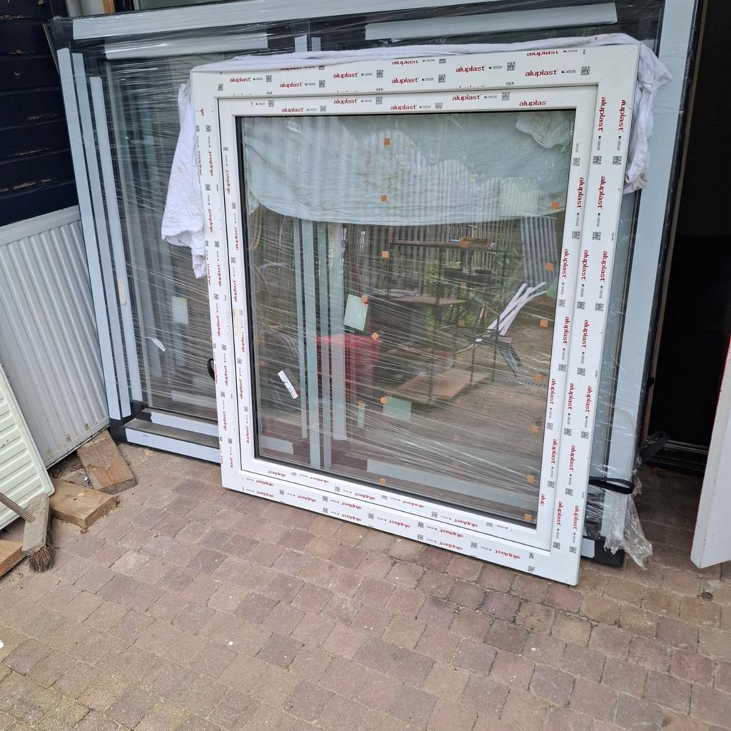 Aluplast draaikiepkozijn 1300 x 1450 – renovatieprofiel, Kunststof, Raamkozijn, Nieuw, Inclusief glas
