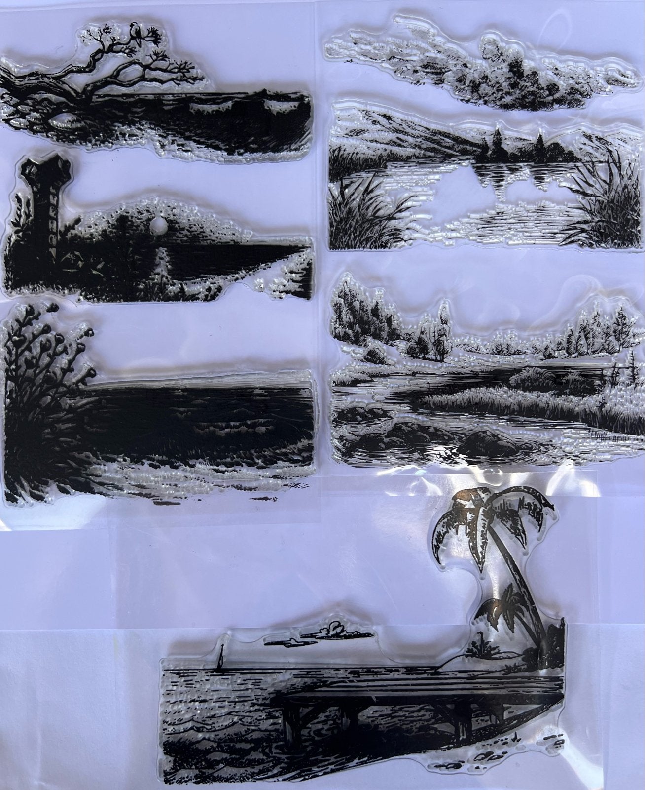 Clearstamps set - Landschappen en natuur, Hobby en Vrije tijd, Ophalen of Verzenden, Zo goed als nieuw, Clearstamp