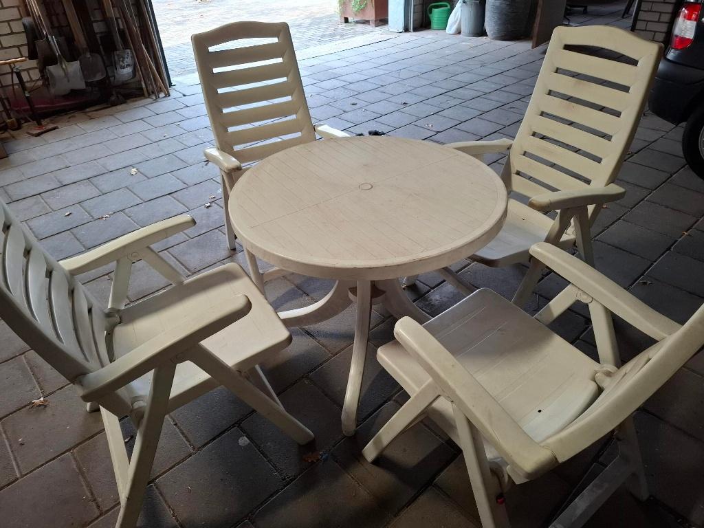 tuinset, Ophalen of Verzenden, Gebruikt, Kunststof, 4 zitplaatsen