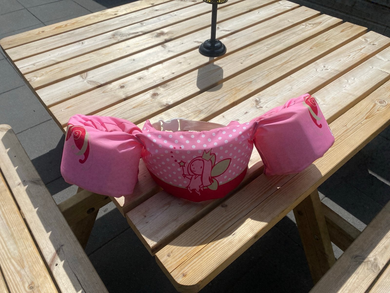 Roze zwembandjes met sprookjesfiguur puddle jumper, Ophalen of Verzenden, Gebruikt, Meisje