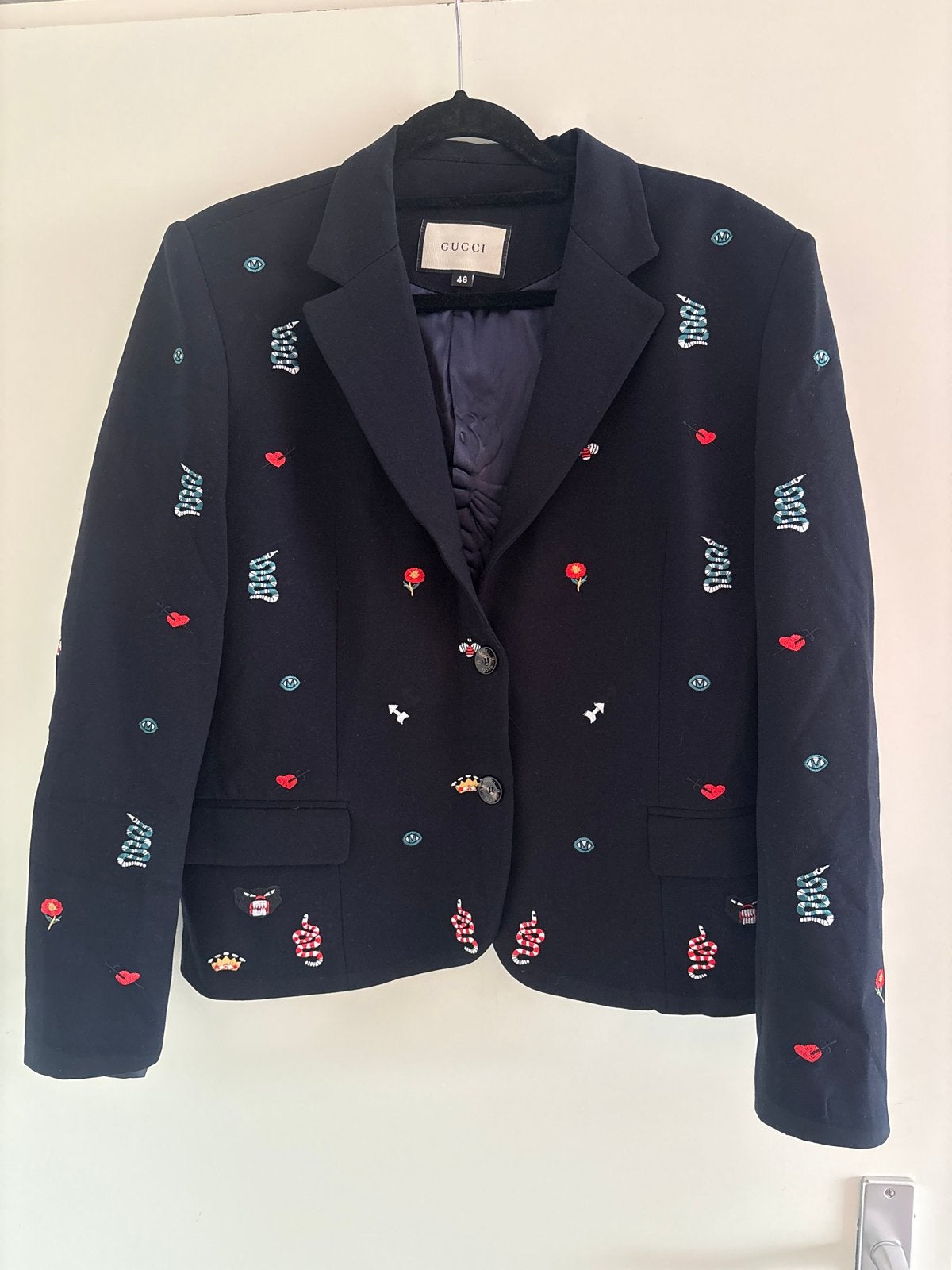 Dames Colbert met Borduurwerk - Maat 42/44, Blauw, Maat 42/44 (L), Ophalen of Verzenden, Zo goed als nieuw