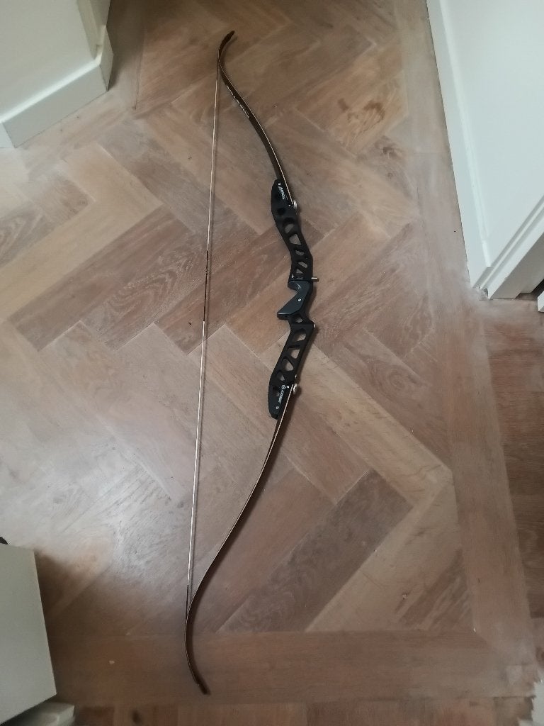 Linkshandige Recurve Boog met pijlen, tas, en accessoires, Sport en Fitness, Handboogschieten, Ophalen, Gebruikt, Recurveboog