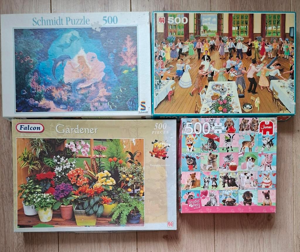 Puzzels 500 stukjes 4 voor €8.00, Ophalen of Verzenden, 500 t/m 1500 stukjes, Zo goed als nieuw