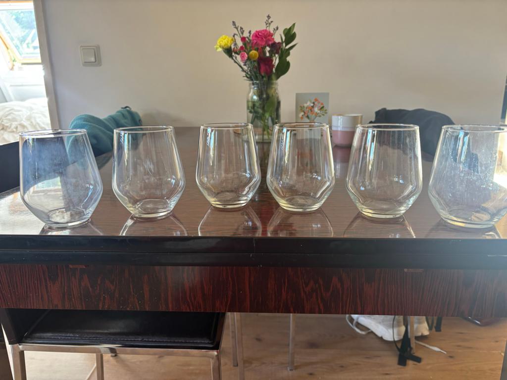 6 IKEA IVRIG waterglazen - gebruikt, Ophalen, Glas of Glazen, Gebruikt, Glas