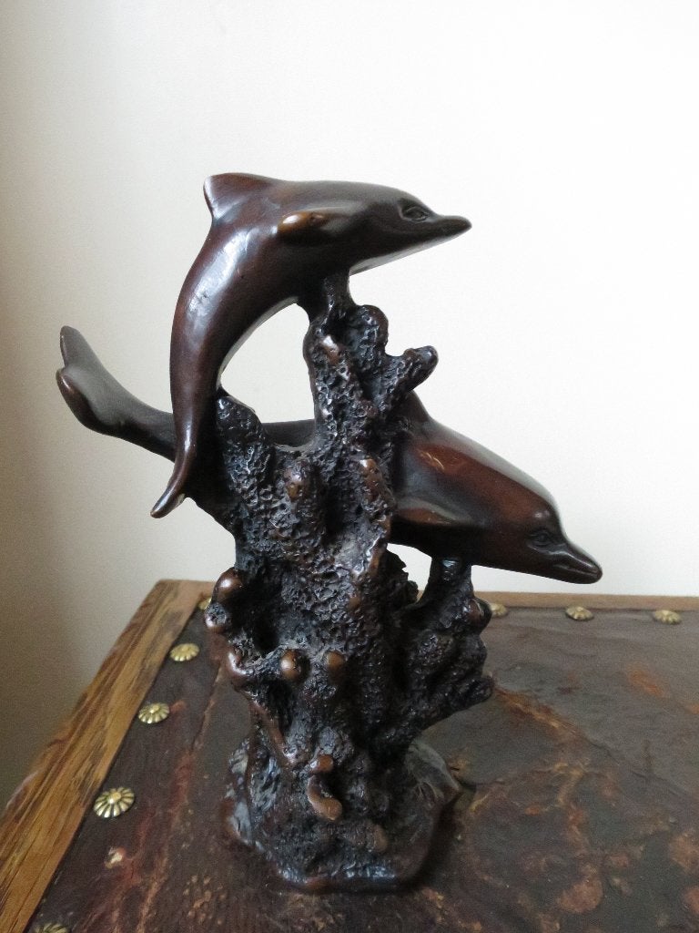 mooi zwaar dolfijn beeldje uit massief resin 15 cm, Antiek en Kunst, Ophalen of Verzenden
