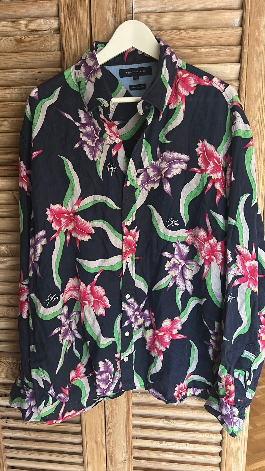 Blouse Tommy Hilfiger linnen xl, Kleding | Heren, Overhemden, Ophalen of Verzenden, Zo goed als nieuw, Blauw, Halswijdte 43/44 (XL)