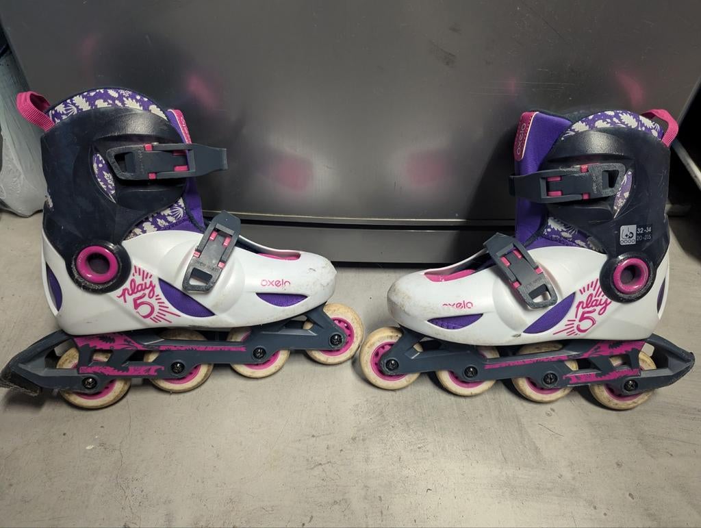 Verstelbare Oxelo Play 5 inline skates maat 32-34, Kinderen, Inline skates 4 wielen, Ophalen, Overige merken