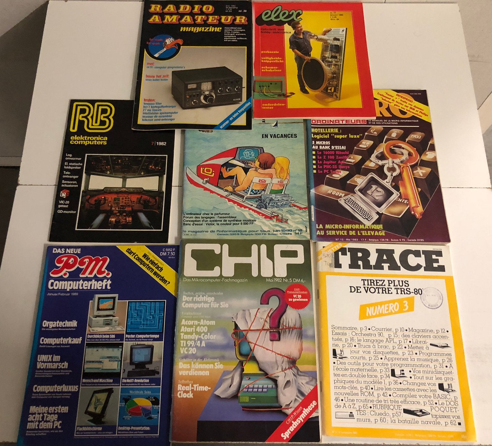 Diverse vintage IT/Radio magazines (NL/DE/FR) jaren 80 (8x)., Ophalen of Verzenden
