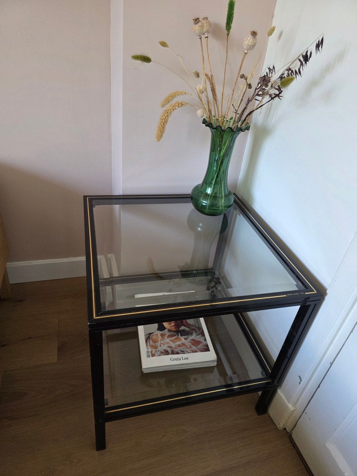 Vintage salontafel Pierre Vandel Paris, Ophalen, Gebruikt, 50 tot 100 cm, Glas