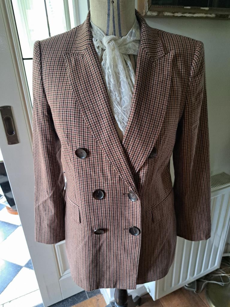 Vintage ruitmotief blazer Massimo Dutti 40, Ophalen of Verzenden, Zo goed als nieuw, Maat 38/40 (M)