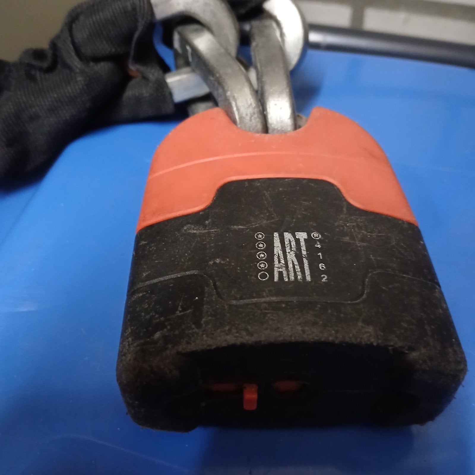ART 4 Kettingslot - Zwart/Oranje 1.5 mtr lang, Motoren, Ophalen, Gebruikt