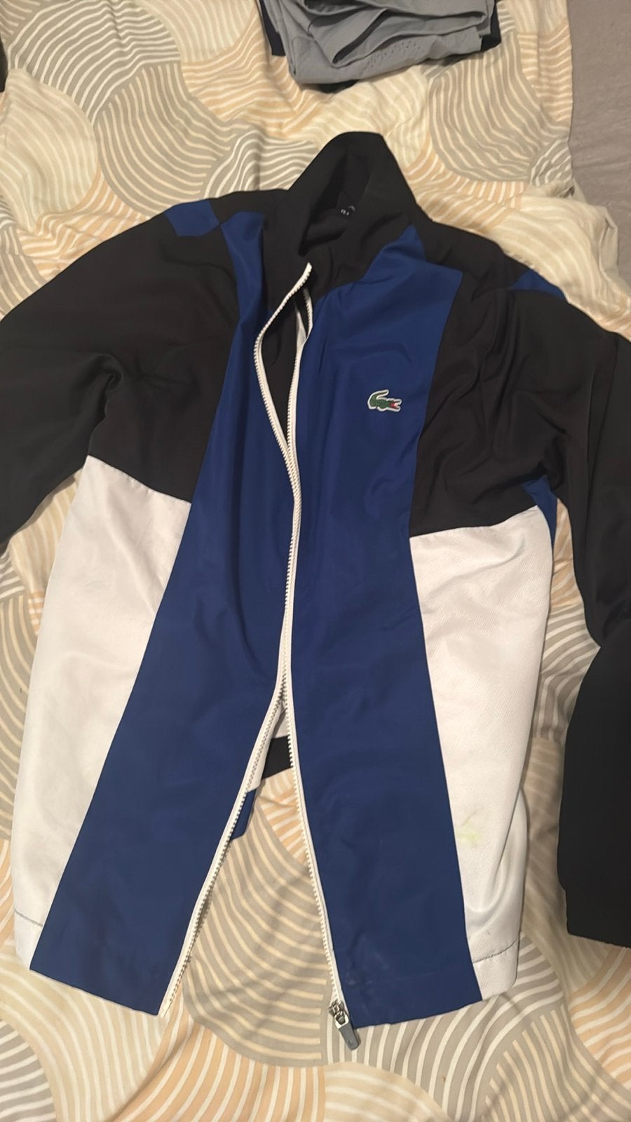 Lacoste Sport Trainingsjack - Zwart, Blauw, Wit, Ophalen of Verzenden, Zo goed als nieuw, Maat 48/50 (M), Zwart