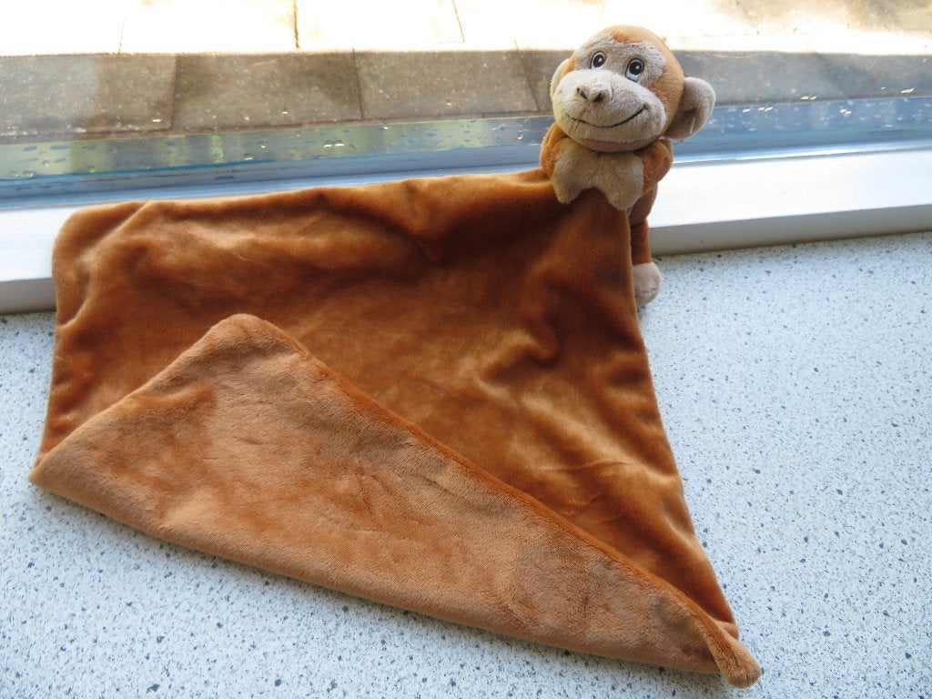 Knuffeldoek bruin velours met aap aapje merk Bobo Buddies, Ophalen of Verzenden, Zo goed als nieuw, Wasbaar, Middelgroot (20 tot 80 cm)