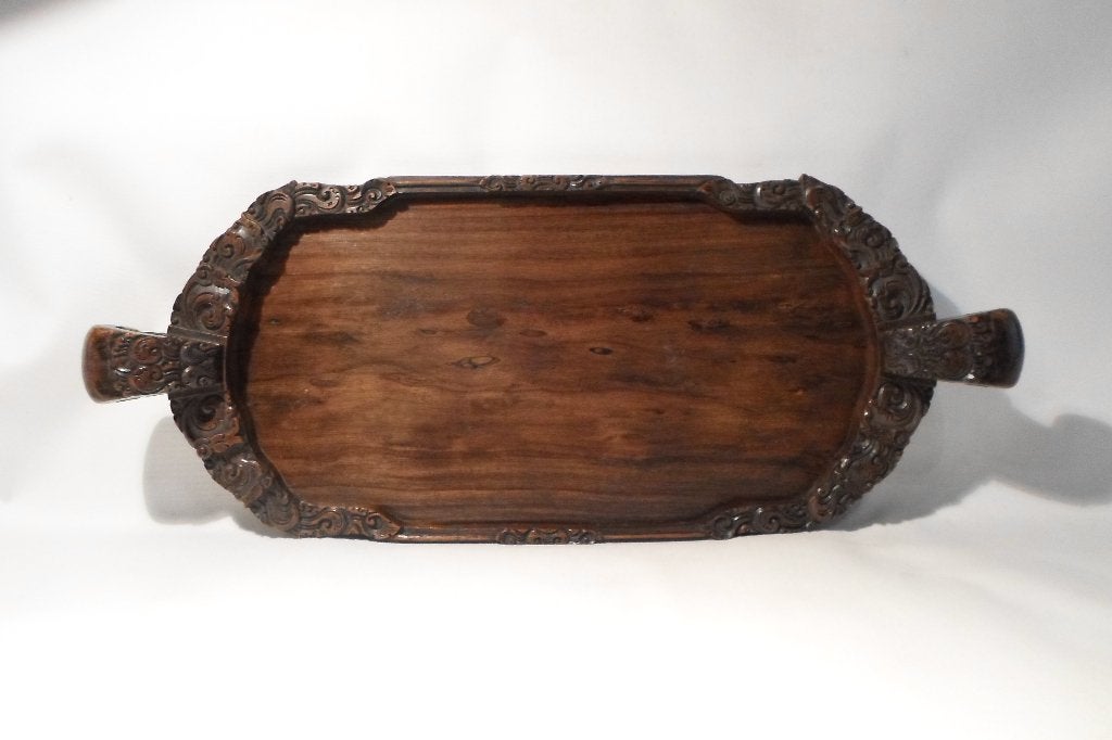 Houtsnijwerk Dienblad Indonesie, Overige onderwerpen, Houtsnijwerk, Handgemaakt, Hout