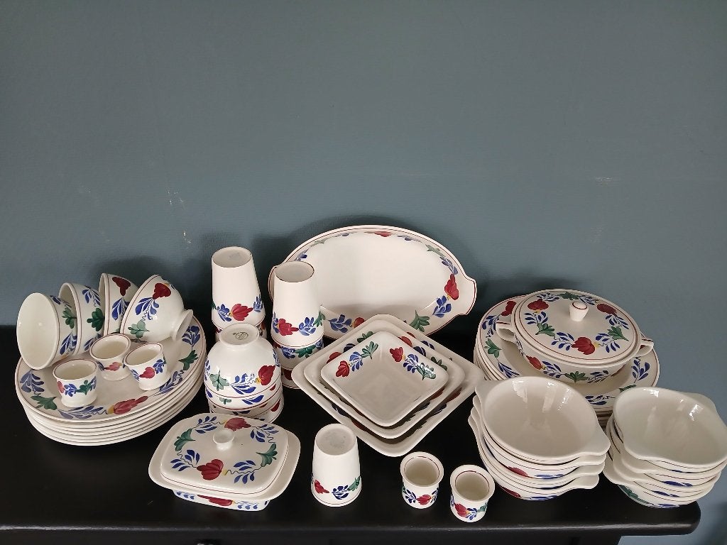 boerenbont servies  - Royal Sphinx Boch - handbeschilderd, Ophalen of Verzenden, Gebruikt, Aardewerk, Bord(en)
