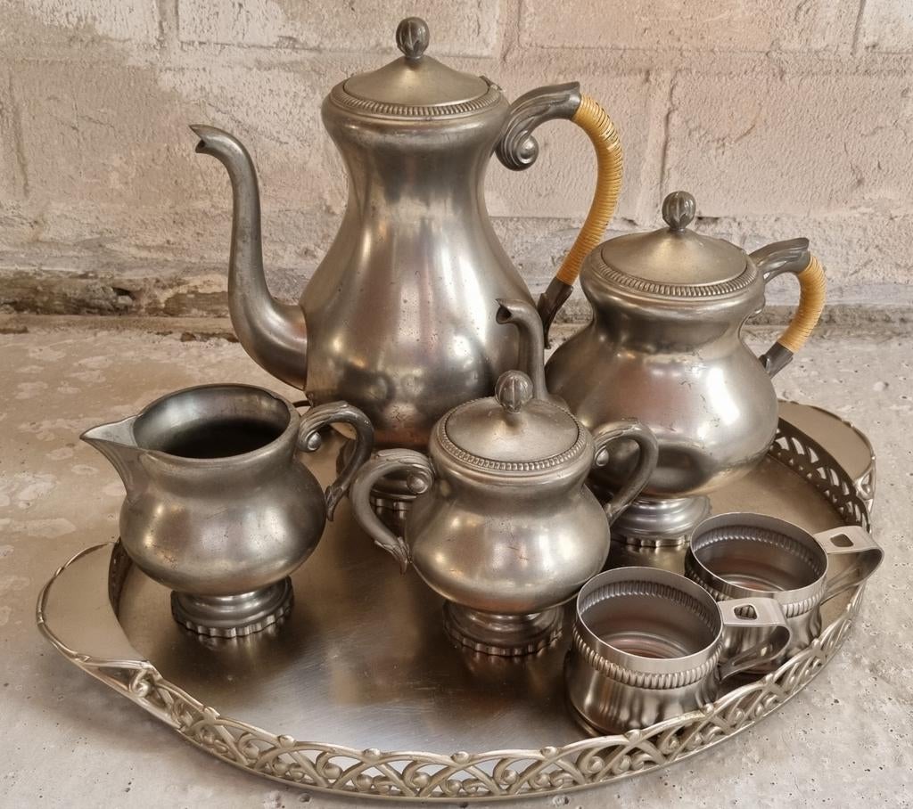 Tinnen theeservies Royal Holland Pewter. Daalderop uit Tiel, Ophalen of Verzenden
