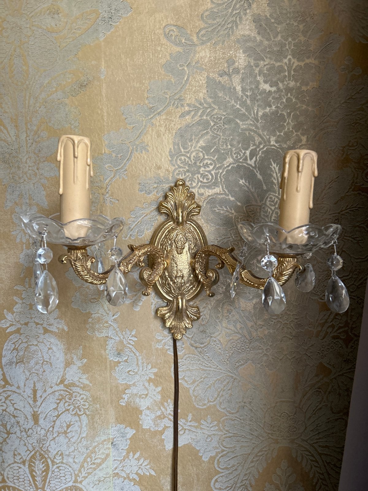 Vintage Gouden Wandlampen barok 2 stuks, Ophalen of Verzenden, Koper of Brons