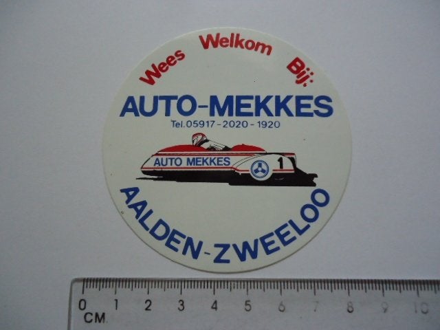 sticker oud Auto MEKKES Aalden coevorden Zweeloo drenthe, Verzenden, Zo goed als nieuw, Bedrijf of Vereniging