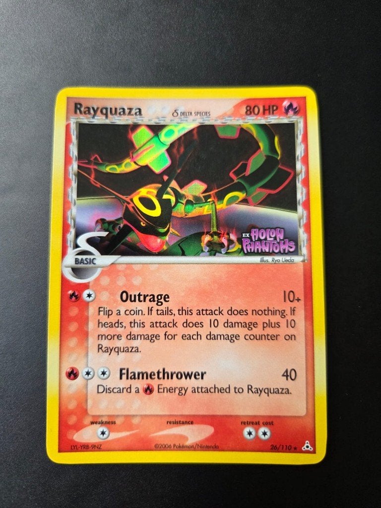 pokemon ex holon phantoms reverse holo rayquaza 26/110, Ophalen of Verzenden, Zo goed als nieuw, Losse kaart, Foil