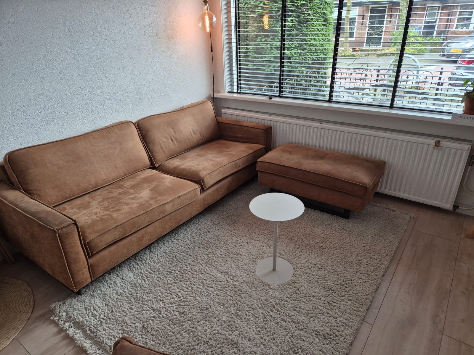 complete set, bank, stoel en poef, Ophalen of Verzenden, Gebruikt, 75 tot 100 cm, 200 tot 250 cm