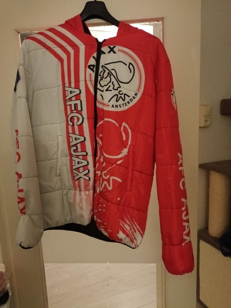 Ajax Pufferjack - Rood/Wit - Maat M, Kleding | Heren, Jassen | Winter, Gedragen, Maat 48/50 (M), Rood, Ophalen of Verzenden