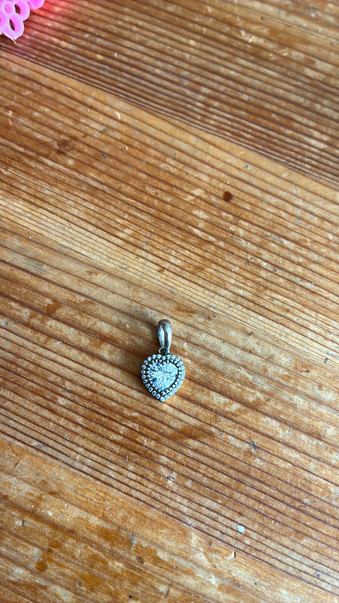 Zilveren hanger hartje met steentjes 925, Ophalen of Verzenden, Gebruikt, Zilver, Overige merken