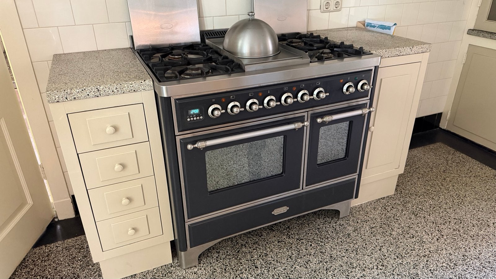 Luxe Boretto gasfornuis, dubbele oven, 4 pitten en plancha, Ophalen, Gebruikt, 60 cm of meer, Grill