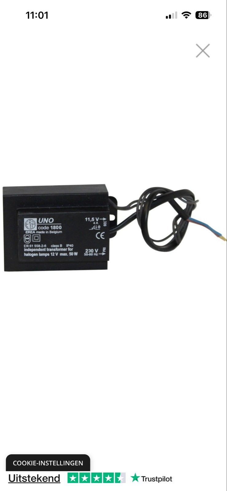 Erea Uno code 1800 onafhankelijke transformator 12V 50W, Overige merken, Gebruikt, Kunststof, Zwart